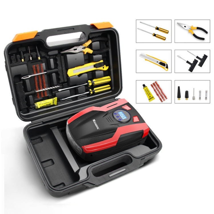 RUNDONG AUTO ACCESSORIES 12V Portable Car Electric Tire Pump Air Pump Tire Inflator with Toolbox, Digital Display Version