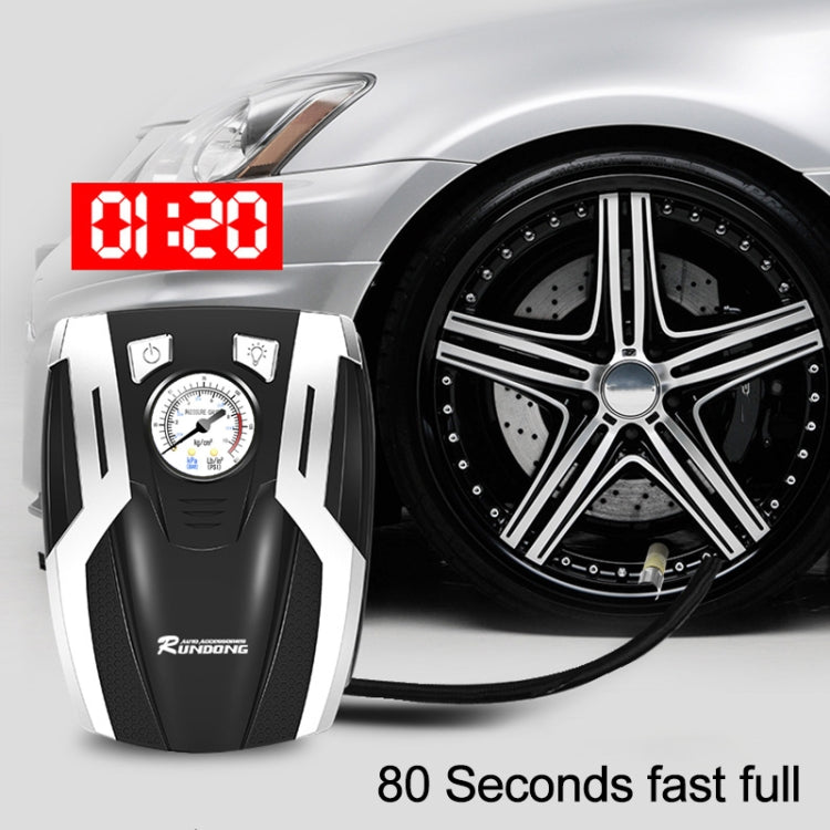 RUNDONG AUTO ACCESSORIES 12V Portable Car Electric Tire Pump Air Pump Tire Inflator, Pointer Version