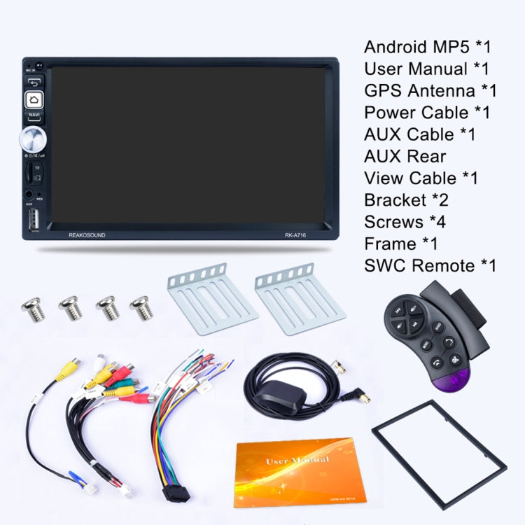 RK-A716 7 inch Universal Android 8.1 Car Radio Receiver MP5 Player, Support FM & Bluetooth & Phone Link & WIFI with Remote Control