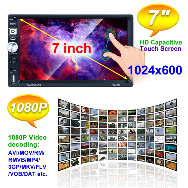 RK-A716 7 inch Universal Android 8.1 Car Radio Receiver MP5 Player, Support FM & Bluetooth & Phone Link & WIFI with Remote Control