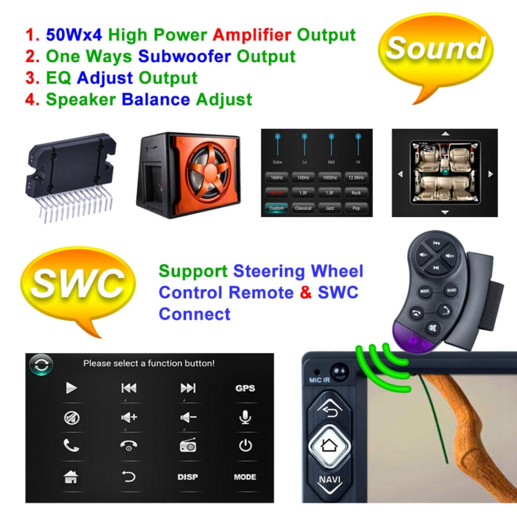 RK-A718 7 inch Universal Android 8.1 Car Radio Receiver MP5 Player, Support FM & Bluetooth & Phone Link & WIFI with Remote Control