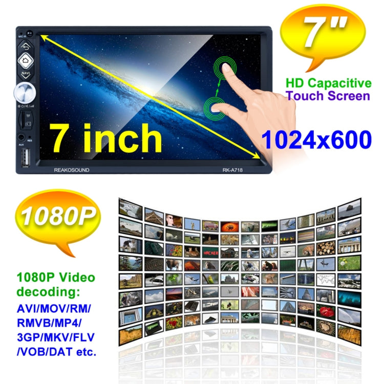 RK-A718 7 inch Universal Android 8.1 Car Radio Receiver MP5 Player, Support FM & Bluetooth & Phone Link & WIFI with Remote Control