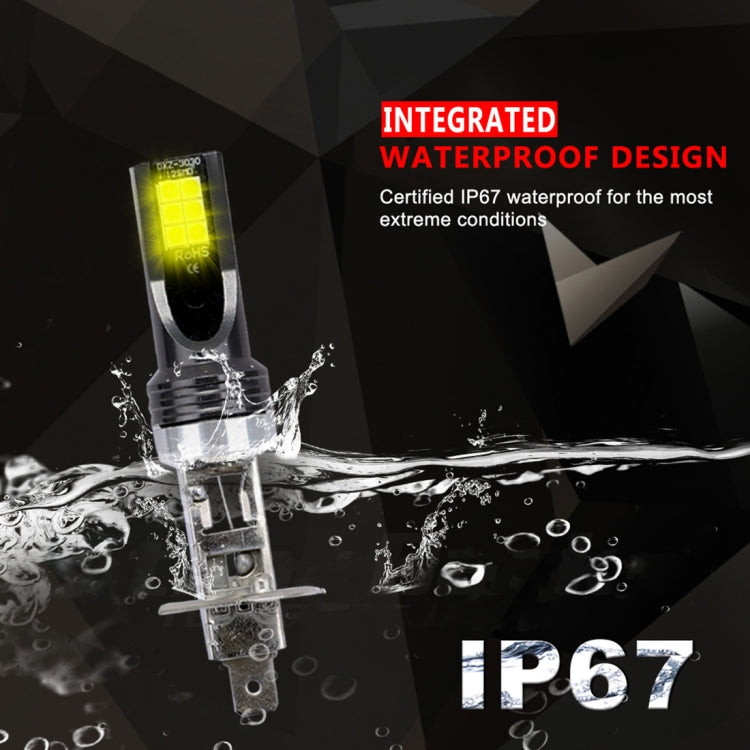 2 PCS H1 DC12V-24V / 12W / 3000K / 800LM 12LEDs SMD-3030 Car LED Fog Light (Yellow Light)