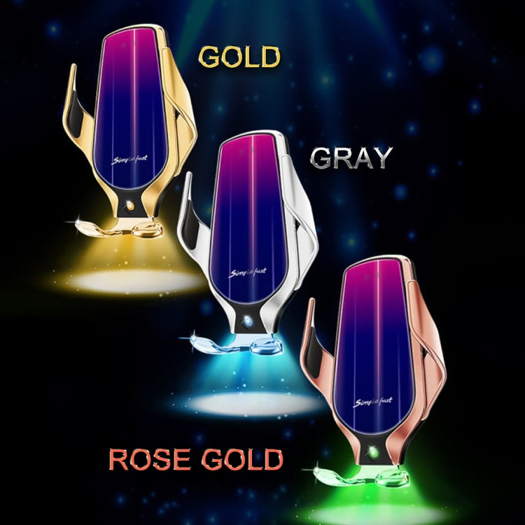 R9 Car QC Fast Charging QI Standard Wireless Charger Air Vent Bracket for 6-9.6cm Cellphone