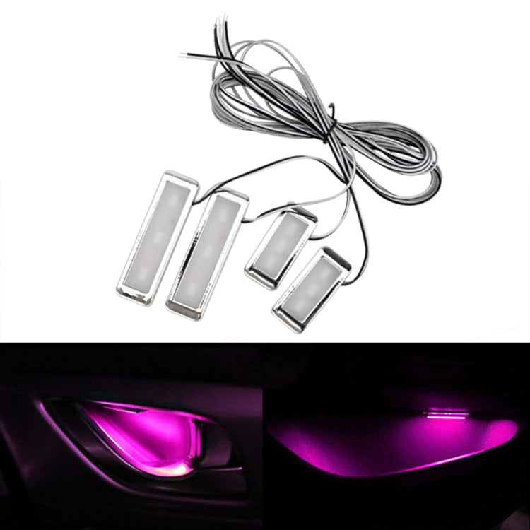 4 PCS Universal Car LED Inner Handle Light Atmosphere Lights Decorative Lamp DC12V / 0.5W Cable Length: 75cm