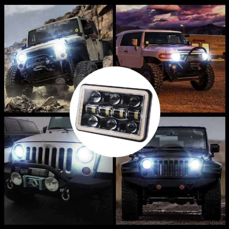 5 inch H4 DC 9V-30V 5000LM 6000K/3000K 45W IP67 Car Square Shape LED Headlight Lamps for Jeep Wrangler, with Aperture