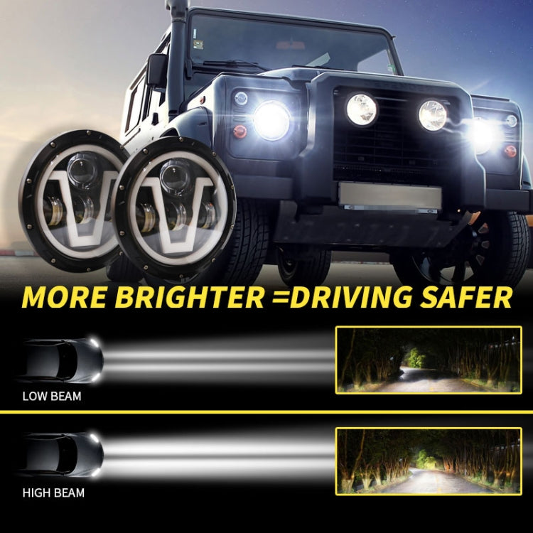 7 inch H4 DC 9V-30V 6000LM 6000K/3000K 55W IP67 3LED Lamp Beads Car Round Shape LED Headlight Lamps for Jeep Wrangler, with Angel Eye