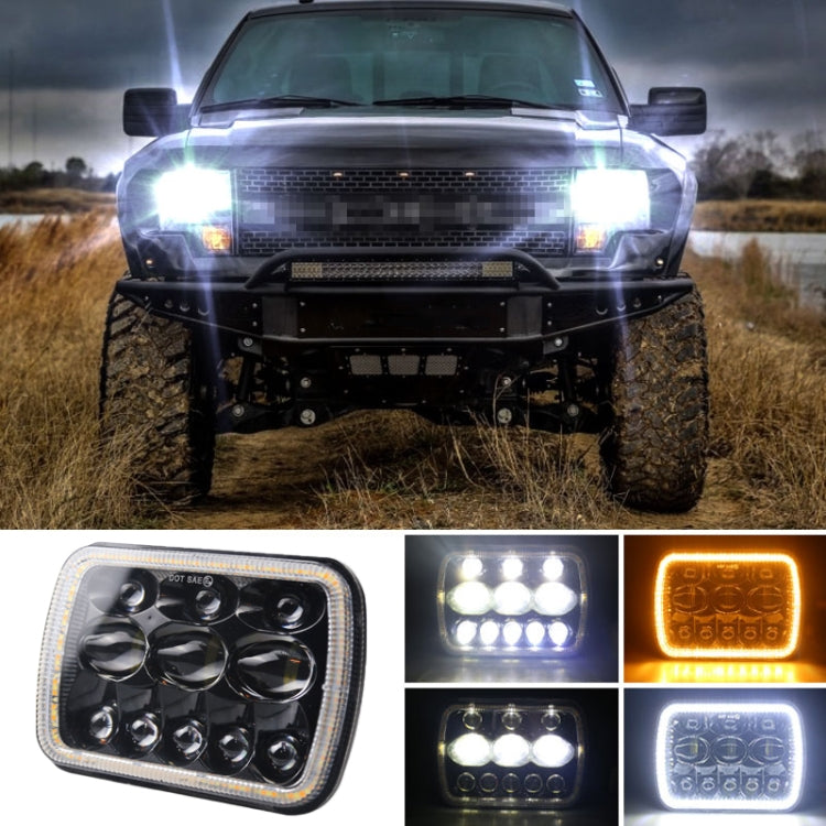 7 inch H4 DC 9V-30V 5000LM 6000K/3000K 45W IP67 Car Square Shape LED Headlight Lamps for Jeep Wrangler, with Aperture