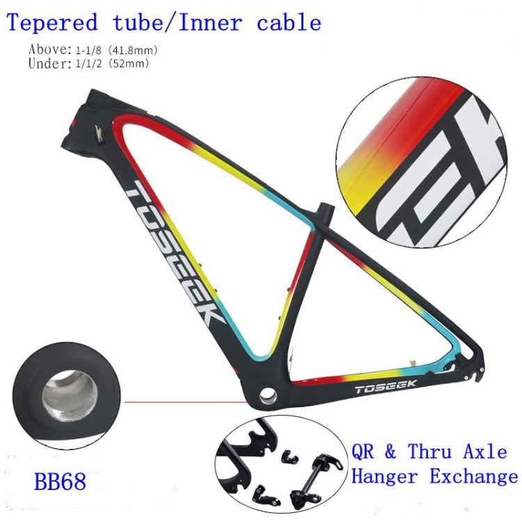 TOSEEK MTB Mountain Bike Frame Full Suspension T800 Carbon Fiber Bicycle Frame, Size: 29 x 17 inch