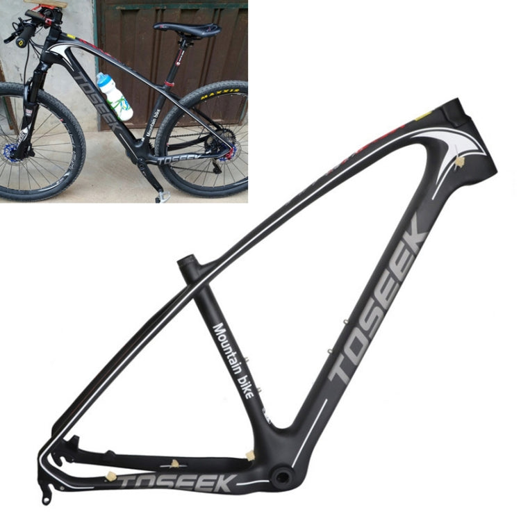 TOSEEK Grey LOGO MTB Mountain Bike Frame Full Suspension T800 Carbon Fiber Bicycle Frame, Size: 27.5 x 15 inch