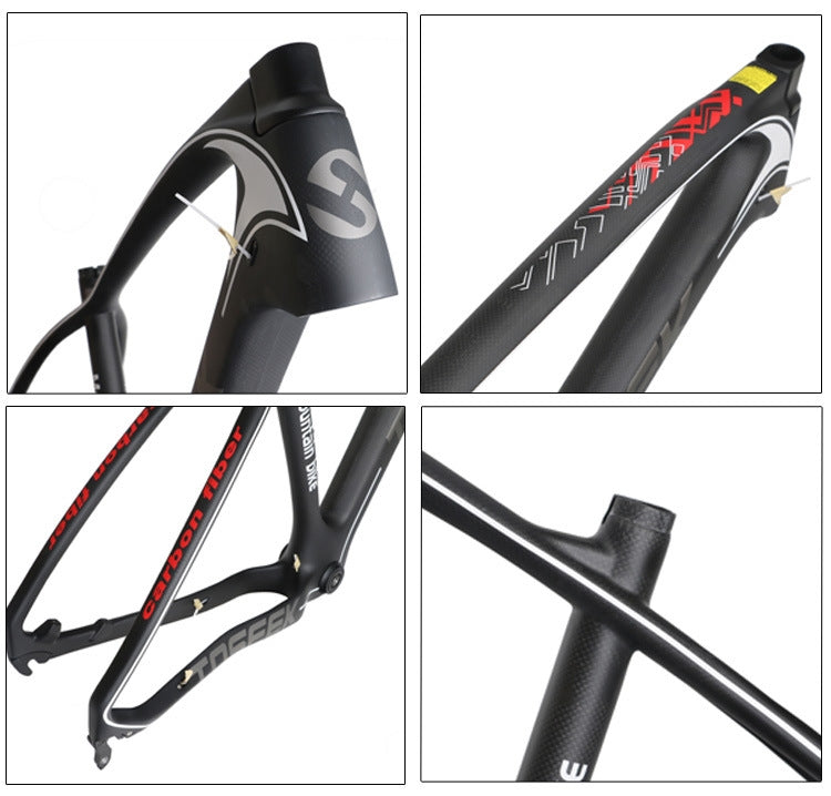 TOSEEK Grey LOGO MTB Mountain Bike Frame Full Suspension T800 Carbon Fiber Bicycle Frame, Size: 27.5 x 17 inch