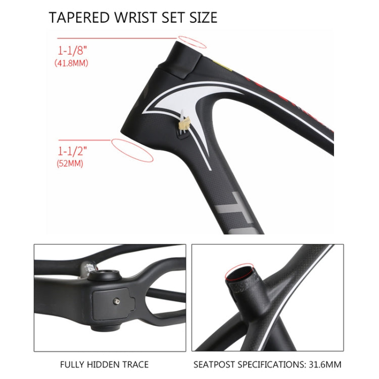 TOSEEK Grey LOGO MTB Mountain Bike Frame Full Suspension T800 Carbon Fiber Bicycle Frame, Size: 27.5 x 19 inch