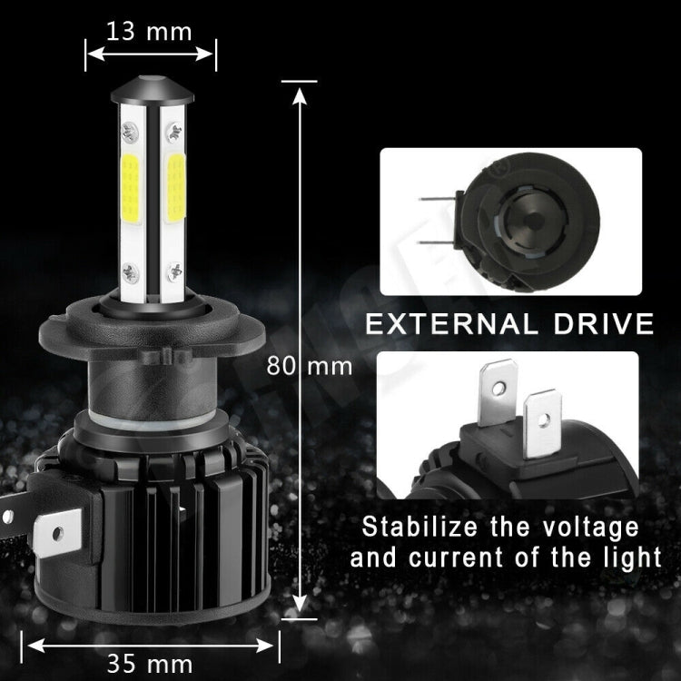 F8 H7 2 PCS 22W 3000LM 6000K Four Side DOB LED Headlight Fog Light Bulbs High Beam Conversion Kit DC 9-32V