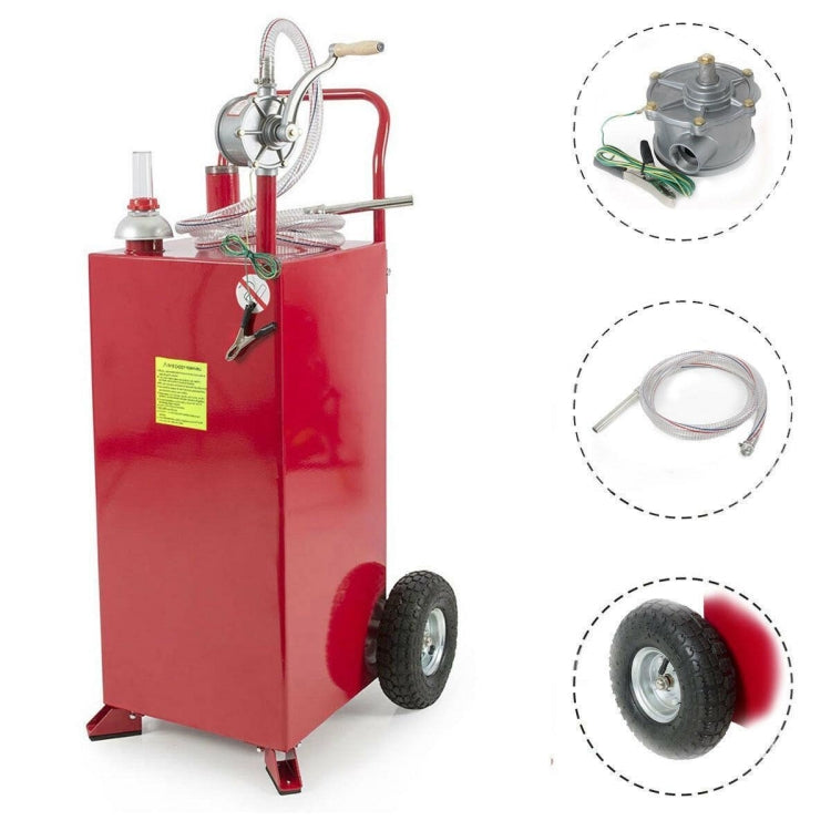 [US Warehouse] 30 Gallon Steel Fuel Storage Tank Hand-operated Gasoline Pump