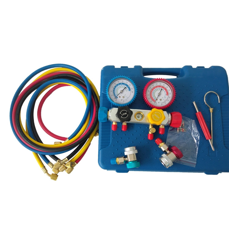 [US Warehouse] Car A/C Refrigeration Dual Manifold Gauges Valve Set with Plastic Box, Suitable for R22 / 410A / R404A Air Conditioning System