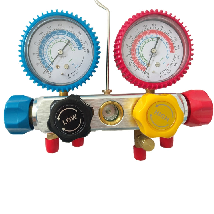 [US Warehouse] Car A/C Refrigeration Dual Manifold Gauges Valve Set with Plastic Box, Suitable for R22 / 410A / R404A Air Conditioning System