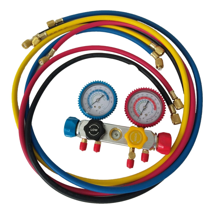 [US Warehouse] Car A/C Refrigeration Dual Manifold Gauges Valve Set with Plastic Box, Suitable for R22 / 410A / R404A Air Conditioning System