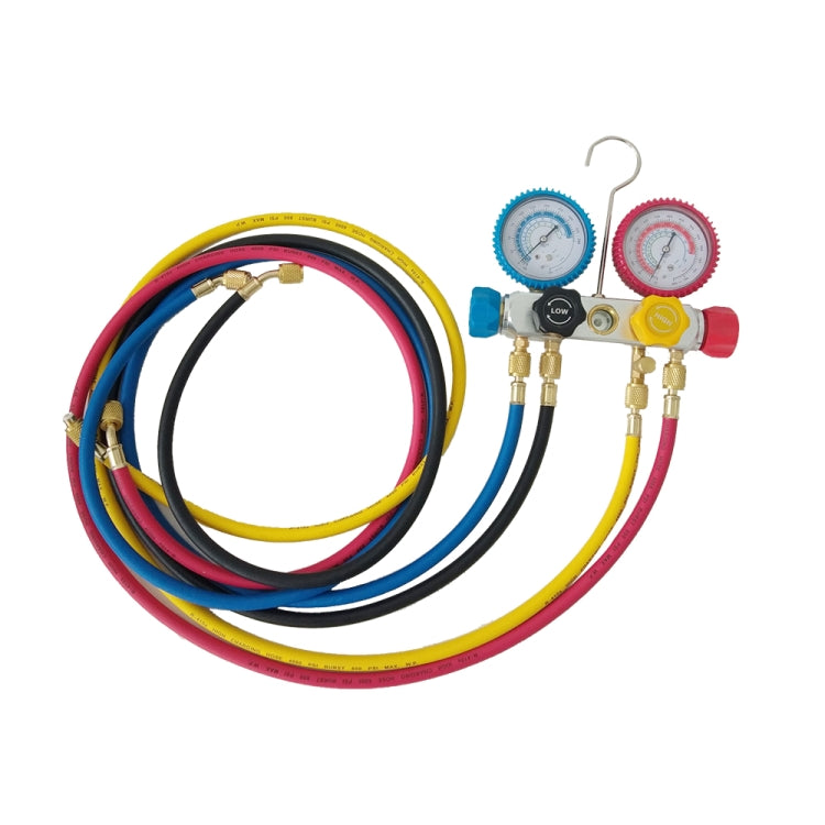 [US Warehouse] Car A/C Refrigeration Dual Manifold Gauges Valve Set with Plastic Box, Suitable for R22 / 410A / R404A Air Conditioning System