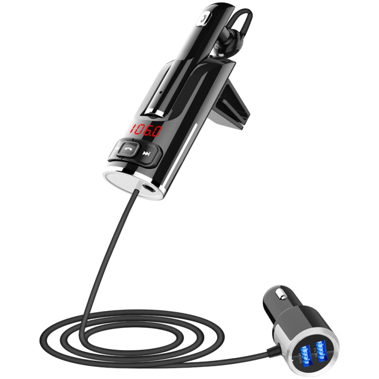 BC46 Bluetooth 5.0 Multi-function Car Bluetooth Earphone, Support Private Call & AUX Output & Dual USB Charging