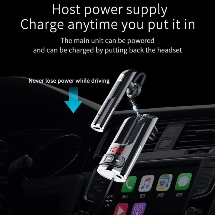 BC46 Bluetooth 5.0 Multi-function Car Bluetooth Earphone, Support Private Call & AUX Output & Dual USB Charging