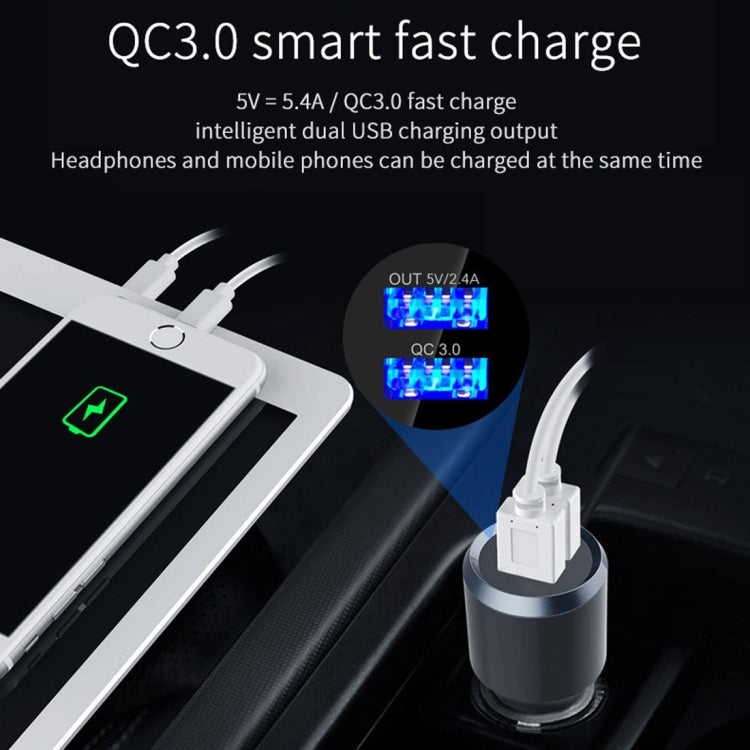 BC46 Bluetooth 5.0 Multi-function Car Bluetooth Earphone, Support Private Call & AUX Output & Dual USB Charging