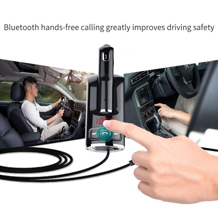 BC46 Bluetooth 5.0 Multi-function Car Bluetooth Earphone, Support Private Call & AUX Output & Dual USB Charging