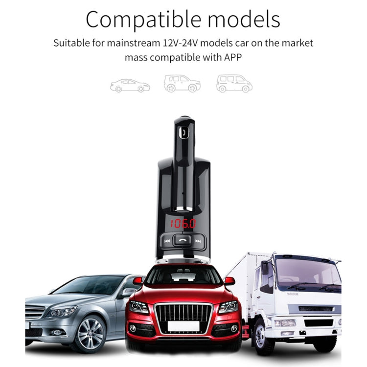 BC46 Bluetooth 5.0 Multi-function Car Bluetooth Earphone, Support Private Call & AUX Output & Dual USB Charging