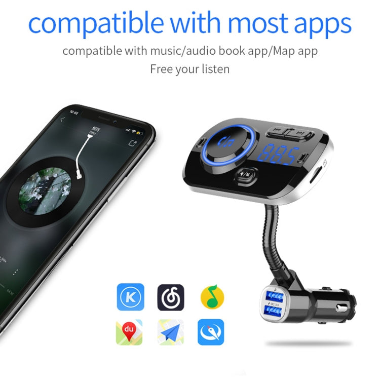 BC49AQ Bluetooth 5.0 Multi-function Car Colorful Atmosphere Lamp Bluetooth MP3 Player Quick Charger