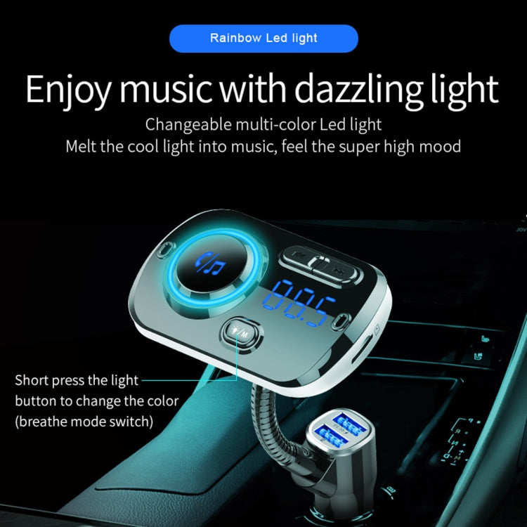 BC49AQ Bluetooth 5.0 Multi-function Car Colorful Atmosphere Lamp Bluetooth MP3 Player Quick Charger
