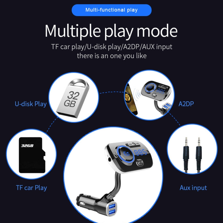 BC49AQ Bluetooth 5.0 Multi-function Car Colorful Atmosphere Lamp Bluetooth MP3 Player Quick Charger