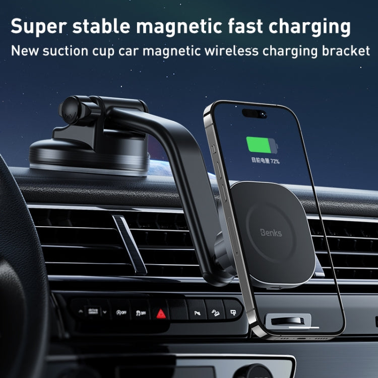 Benks CZ02 Pro 15W Magnetic Wireless Car Charger Phone Holder(Black)