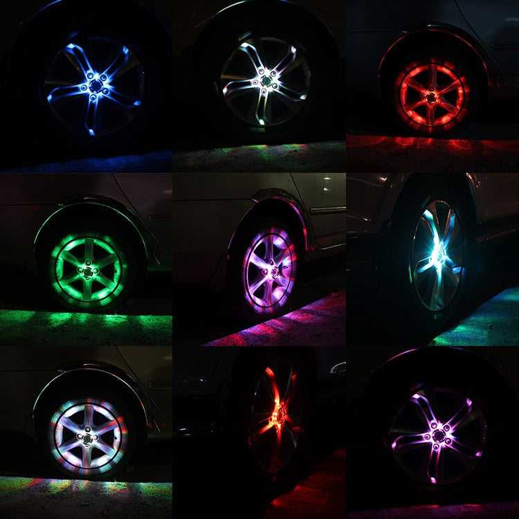 4 PCS Solar LED Car Tire Decoration Flashing Lights Colorful Wheels Hub Atmosphere Lights Wireless Remote Control