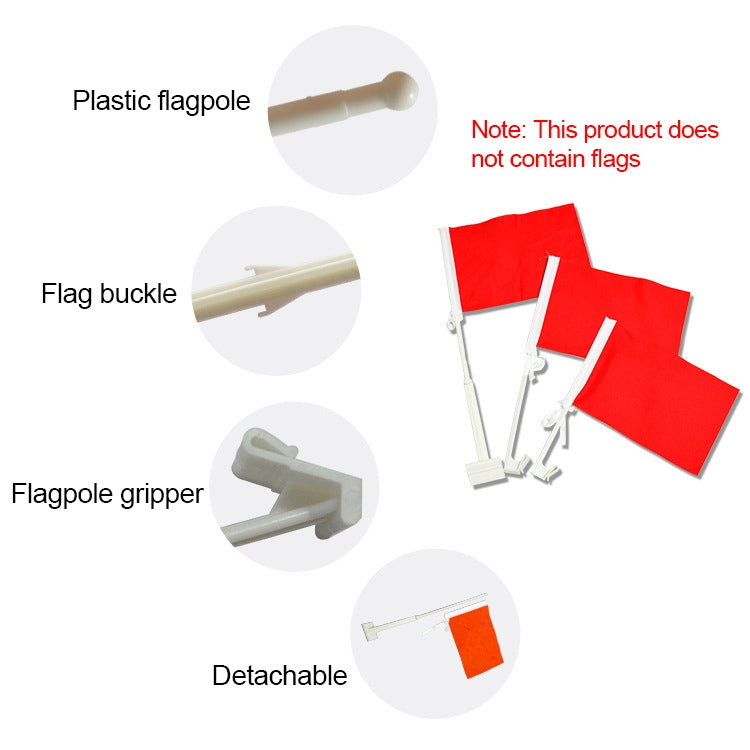 10 PCS 43cm Clip-type Car Window Plastic Flagpole, No Flag