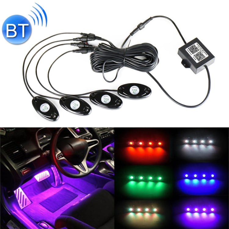 4 in 1 Universal Car APP Control RGB Chassis Atmosphere Lights Colorful Lighting Decorative Lamp