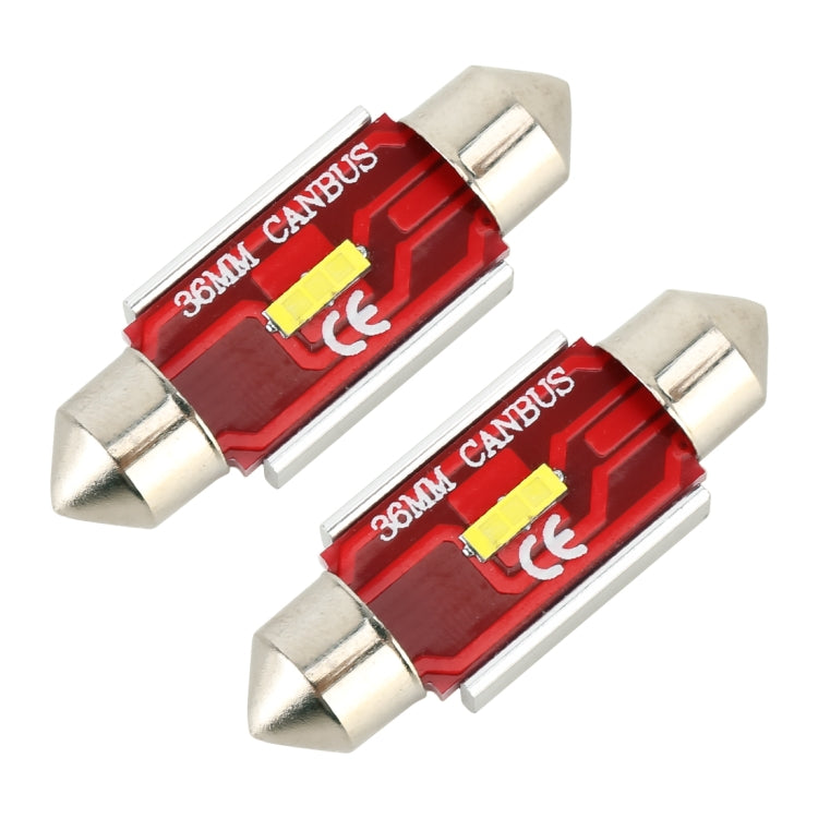 2 PCS 36mm DC9-32V / 1.6W / 6000K / 120LM Car Reading Lamp Dome Light with 3LEDs CSP Lamp Beads & Decoding