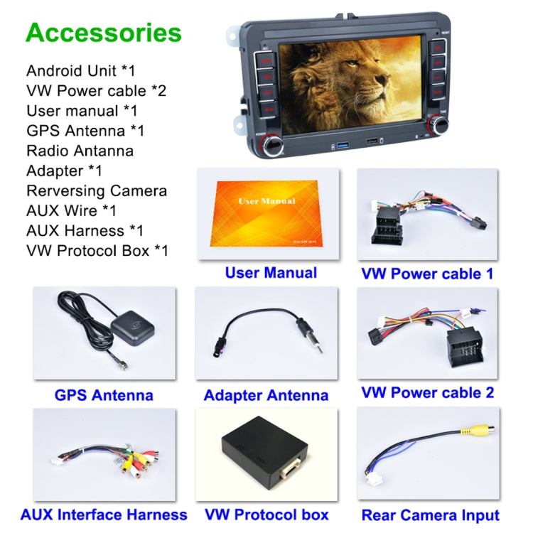 Car HD 7 inch Android 9.1 Radio Receiver MP5 Player for Volkswagen, Support FM & Bluetooth & TF Card & GPS & WiFi