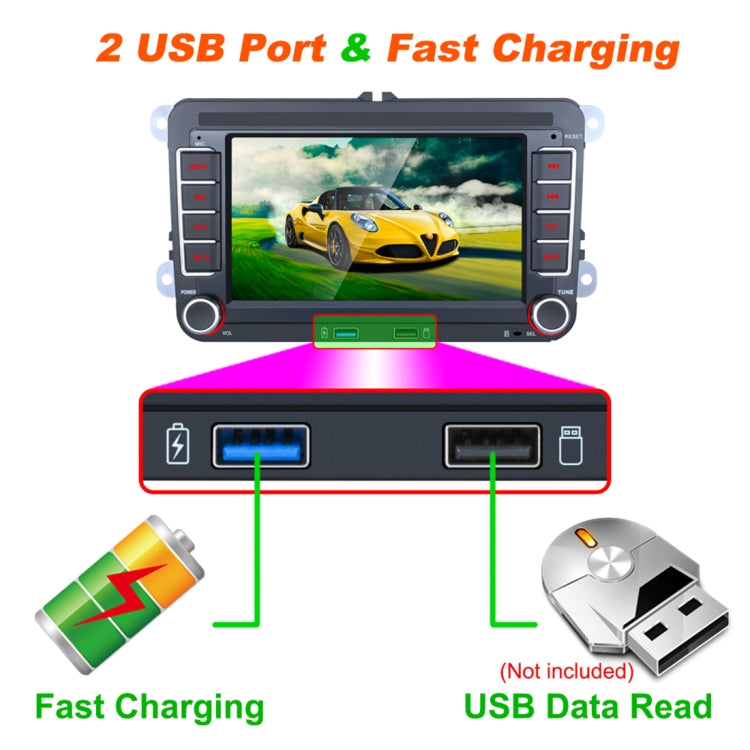 Car HD 7 inch Android 9.1 Radio Receiver MP5 Player for Volkswagen, Support FM & Bluetooth & TF Card & GPS & WiFi