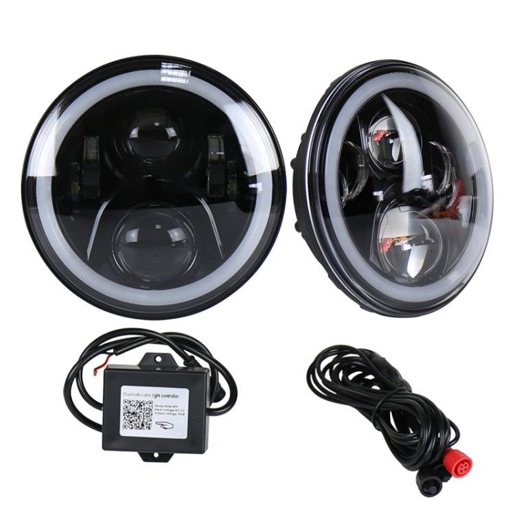 2 PCS 7 inch DC12V 6000K-6500K 50W Car LED Headlight Cree Lamp Beads for Jeep Wrangler / Harley, Support APP + Bluetooth Control