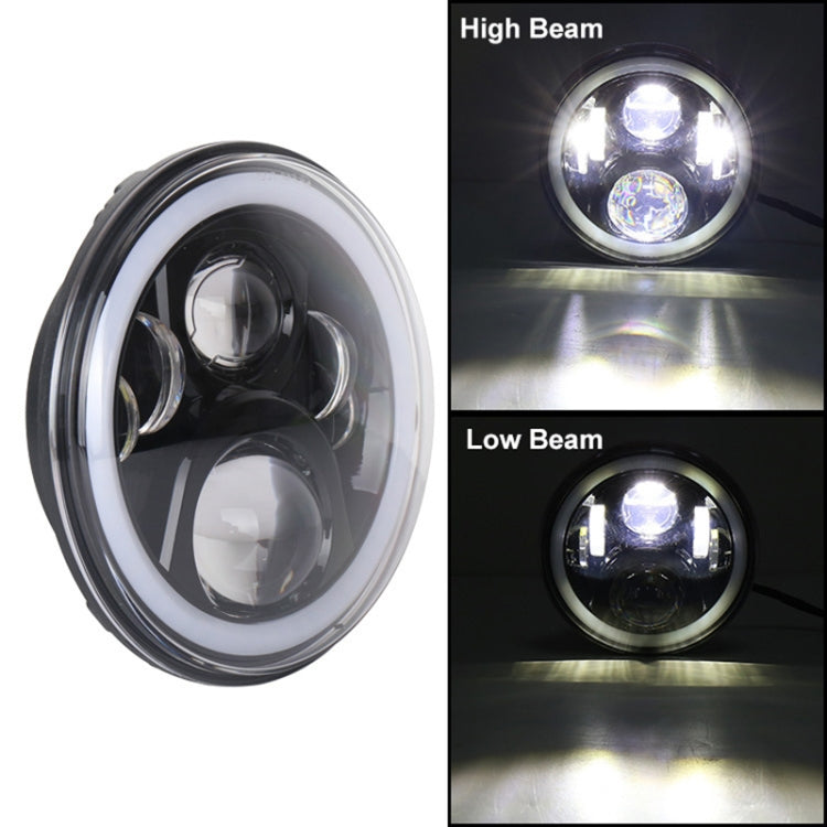 2 PCS 7 inch DC12V 6000K-6500K 50W Car LED Headlight Cree Lamp Beads for Jeep Wrangler / Harley, Support APP + Bluetooth Control(Black)
