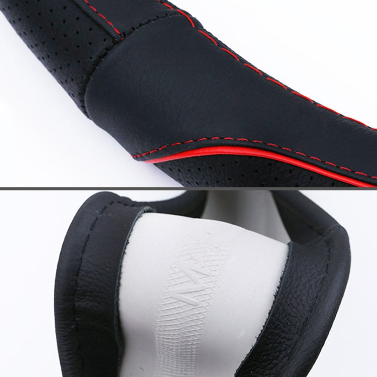 Universal Car Genuine Leather Colorful Stripe Steering Wheel Cover, Diameter: 38cm