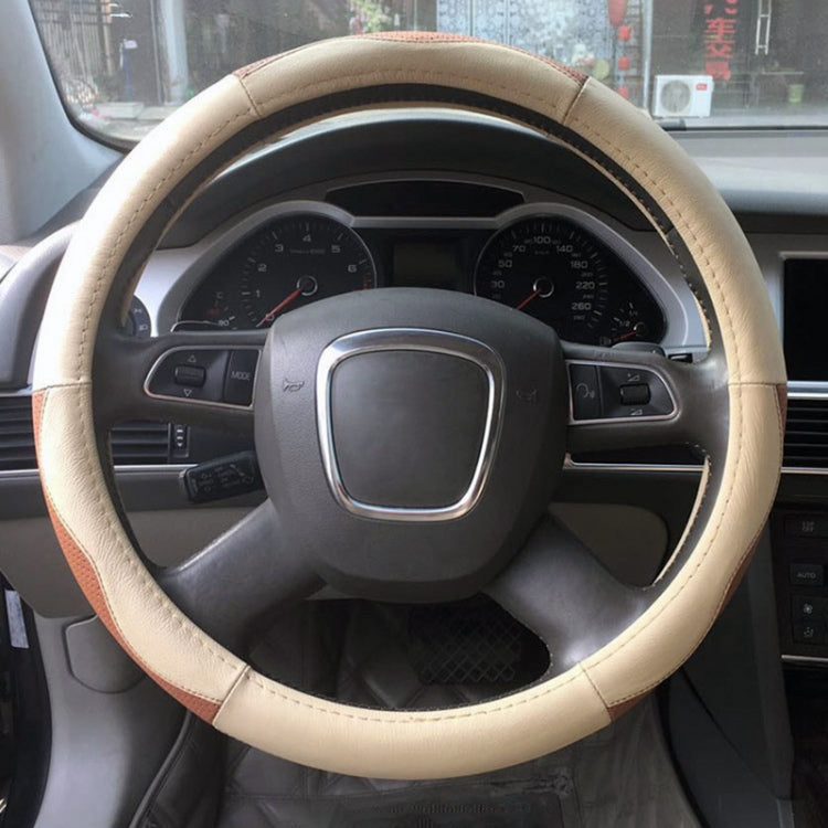 Universal Car Genuine Leather Sport Version Steering Wheel Cover, Diameter: 38cm