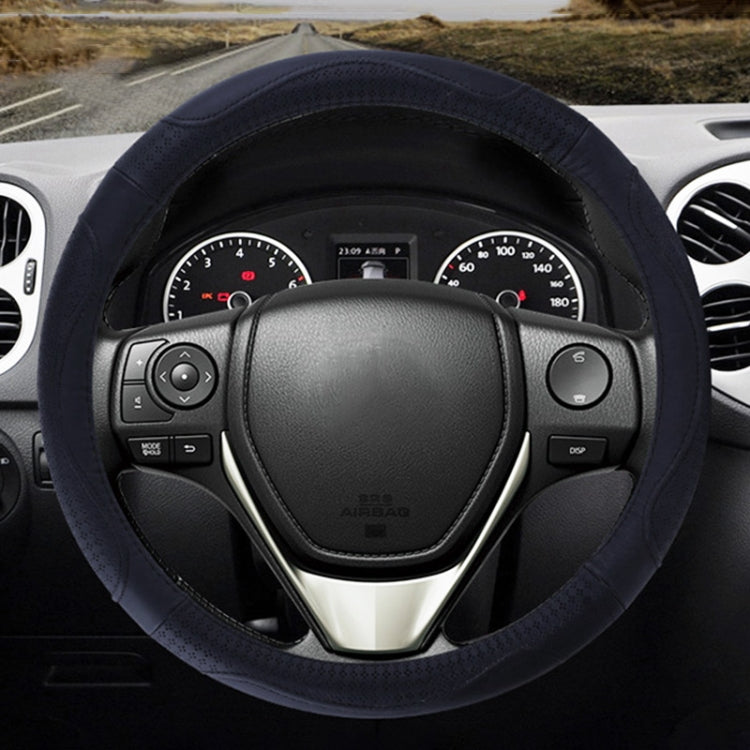 Universal Car Genuine Leather Embossing Steering Wheel Cover, Diameter: 38cm