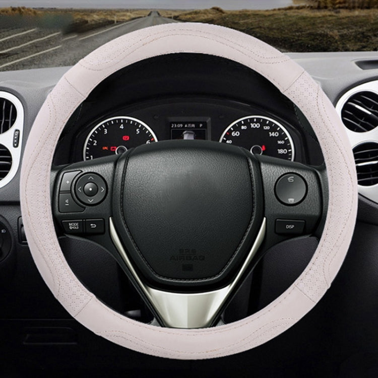 Universal Car Genuine Leather Embossing Steering Wheel Cover, Diameter: 38cm