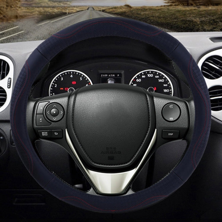 Universal Car Genuine Leather Embossing Steering Wheel Cover, Diameter: 38cm