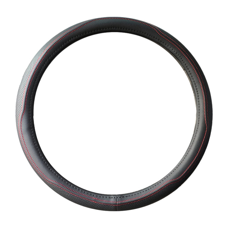 Universal Car Genuine Leather Double Needlework Steering Wheel Cover, Diameter: 38cm