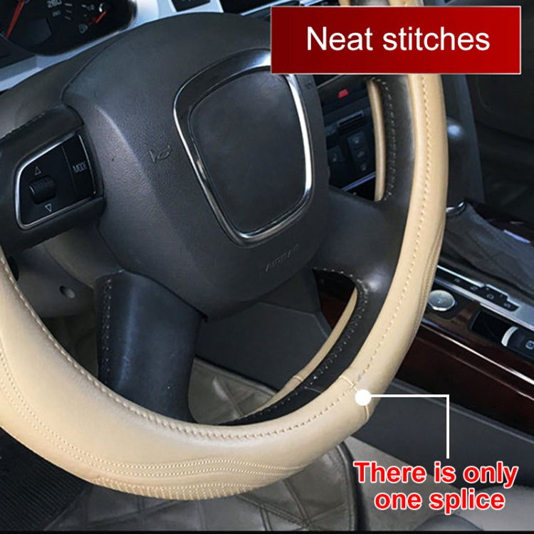 Universal Car Genuine Leather Pinhole Steering Wheel Cover, Diameter: 38cm