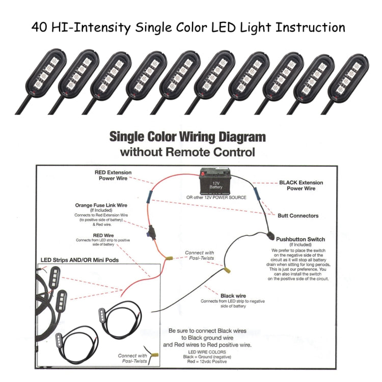 10 PCS Universal Car / Motorcycles LED Atmosphere Lights Inner Decorative Lamp DC12V