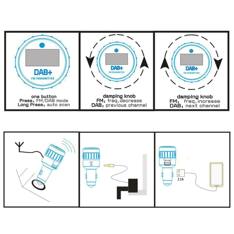 Car DAB Digital Radio Receiver Bluetooth FM Transmitter with Car Charger