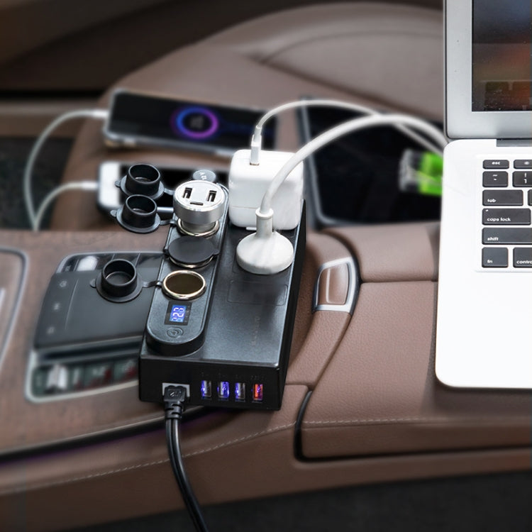 200W DC 12V/24V to AC 220V Car Multi-functional 6388 Sine Wave Power Inverter 4 USB Ports QC3.0 Fast Charger Adapter