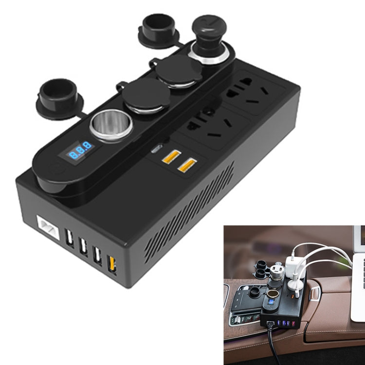 200W DC 12V/24V to AC 220V Car Multi-functional 7388 Sine Wave Power Inverter 6 USB Ports QC3.0 Fast Charger Adapter